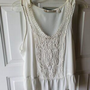 Women's Lauren Conrad White Lace Tank Peplum Top- Size Large - Used